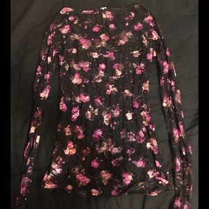 Lace floral print shirt